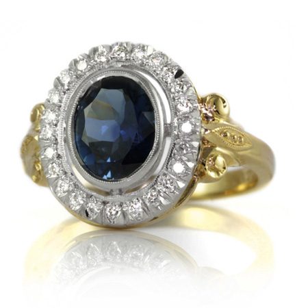 Australian-oval-Sapphire-antique-style-ring