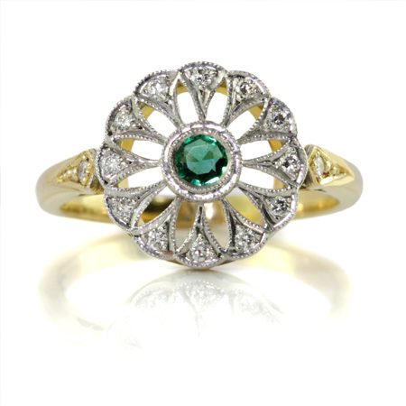 Art-deco-emerald-flower-cluster-ring-bentley-de-lisle