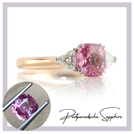 Padparadscha-sapphire-three-stone-engagement-ring-bentley-de-lisle