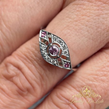 Pink-sapphire-diamond-art-deco-ring-bentley-de-lisle-Brisbane