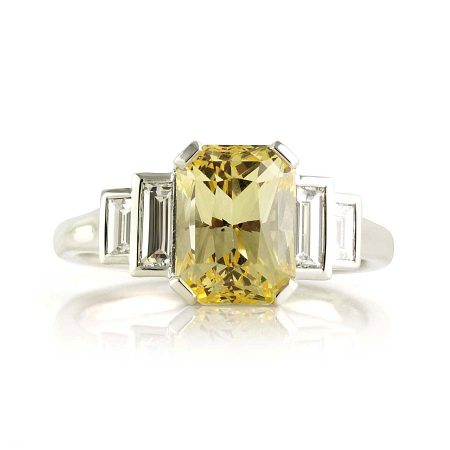 Yellow-sapphire-diamond-baguette-ring-front-Brisbane-Bentley-De-Lisle