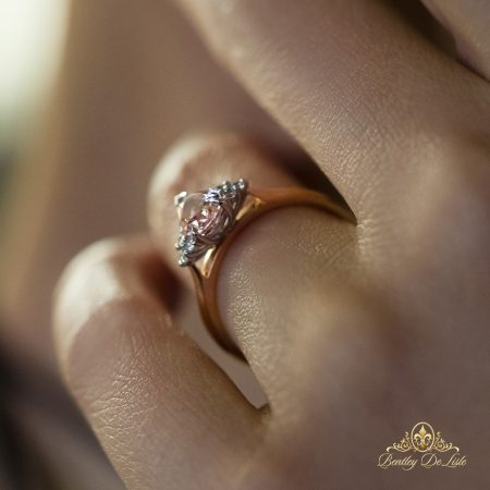 Pear-padparadscha-sapphire-diamond-ring-bentley-de-lisle-brisbane-jeweller-hand-model