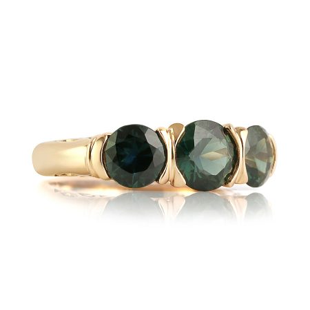 Three Stone Sapphire Vintage Style Ring