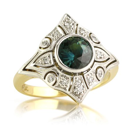Round Sapphire Art Deco Style Ring (3)
